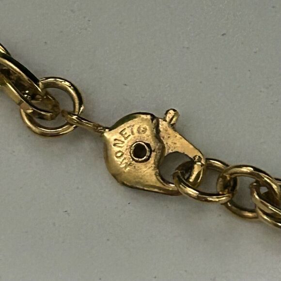 Monet Long Necklace 55" Gold-tone Rope Chain With Bone Link Chain Accent Signed - Picture 8 of 9